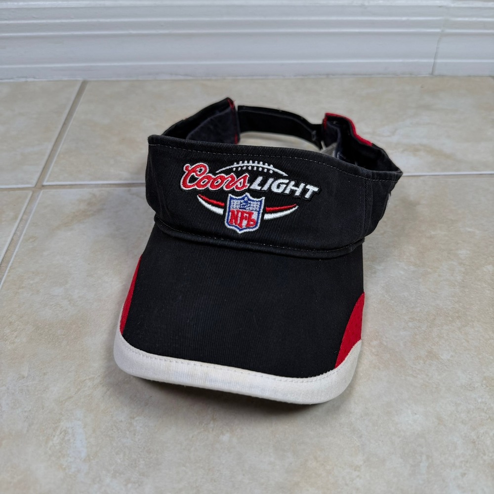 Coors Light Visor Hat Black Red Vintage Embroidered NFL Football
